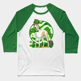 English Greyhound Dog St Patricks Day Leprechaun Baseball T-Shirt